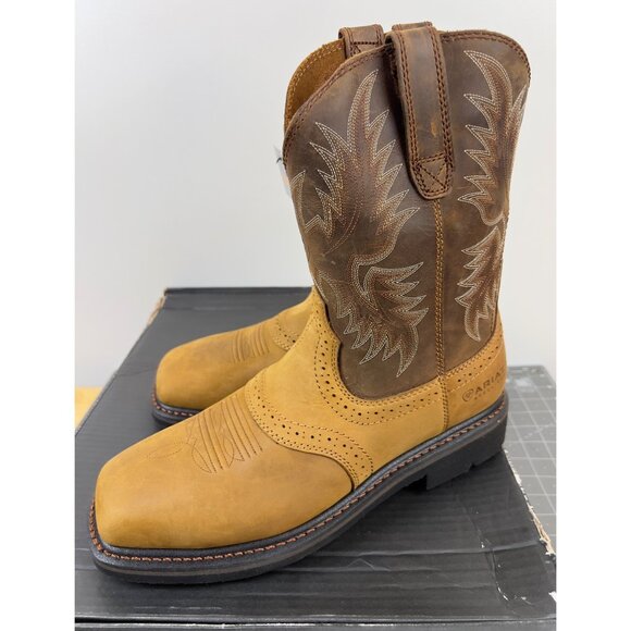 Ariat Men’s Workhog 10.5 D Medium Brown Leather Work Boots Electrical Soft Toe - Picture 6 of 12